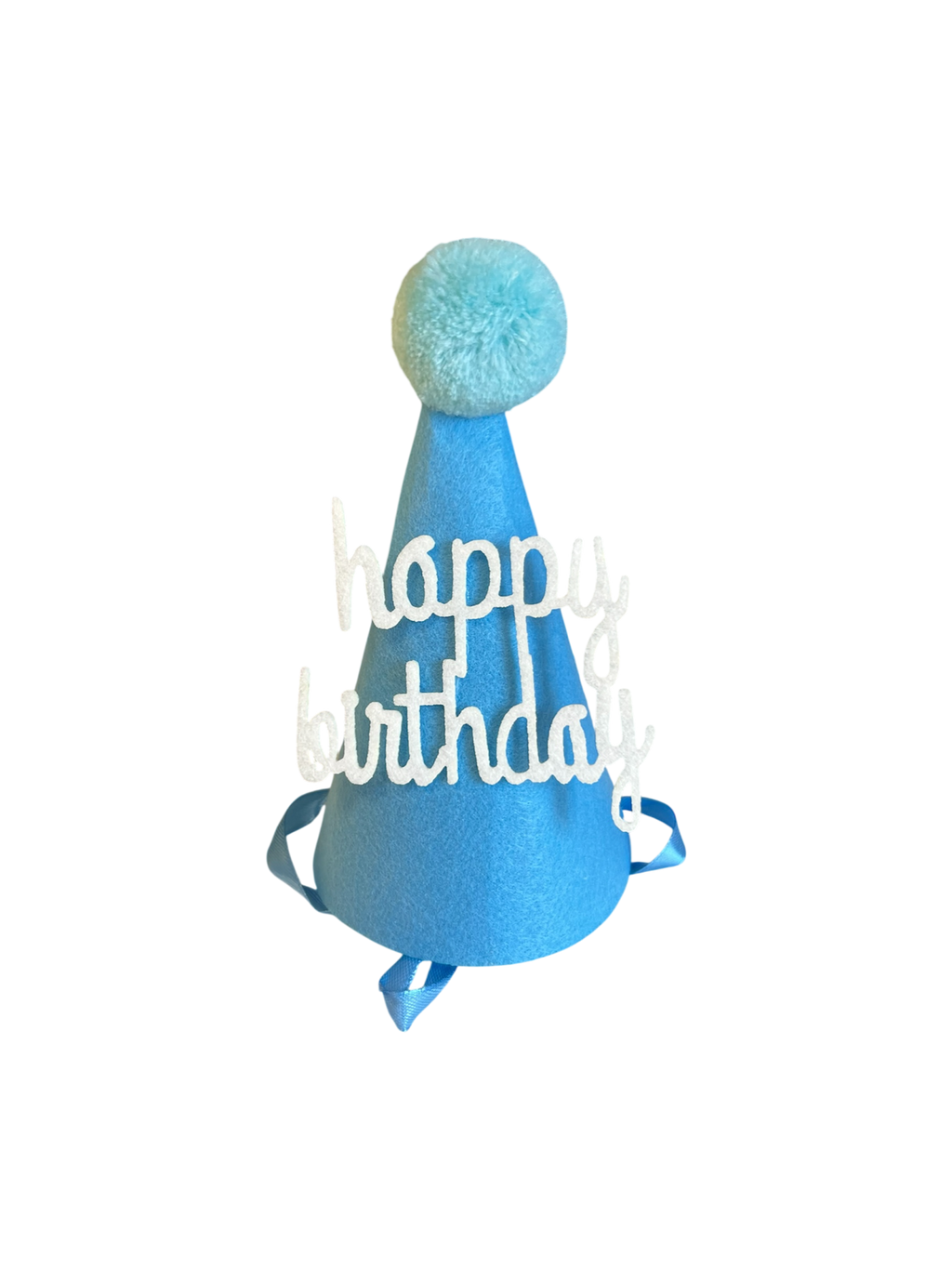 Blue birthday hat for dogs from The Barkery Las Vegas fun pet party accessory