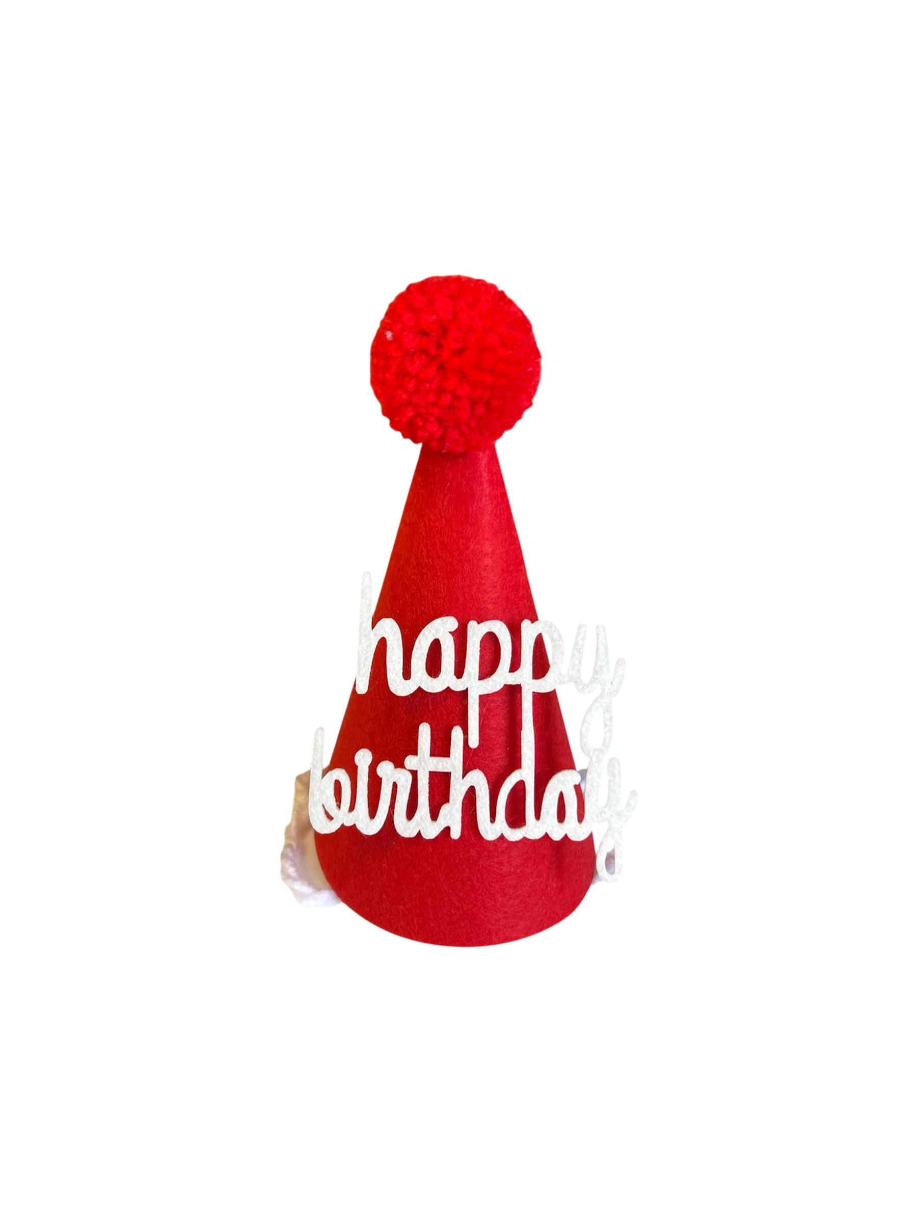 Red birthday hat for dogs from The Barkery Las Vegas fun pet party accessory