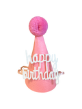 Pink birthday hat for dogs from The Barkery Las Vegas fun pet party accessory