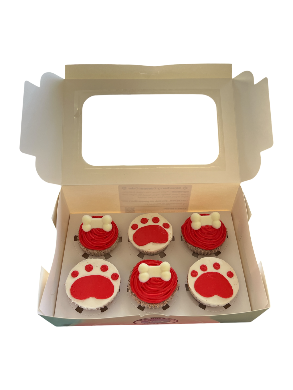 Half a Dozen Cupcakes With Paw Prints