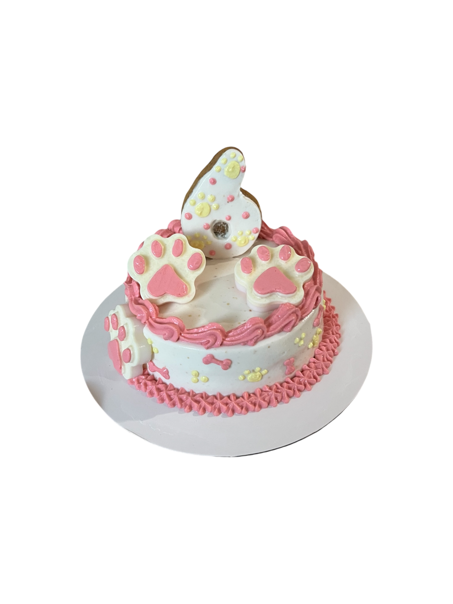 Custom Age Dog Cake with Paw Prints, Bones & #