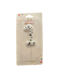 White & black paw print number candle