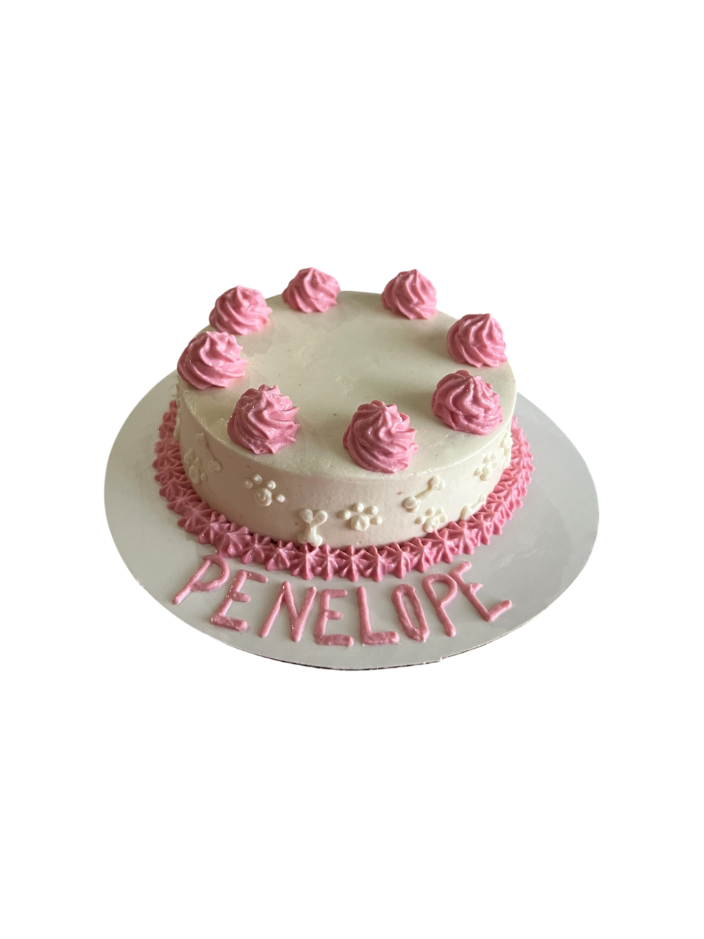 Circle Cake With Bone & Pawprints (Cat & Dogs)