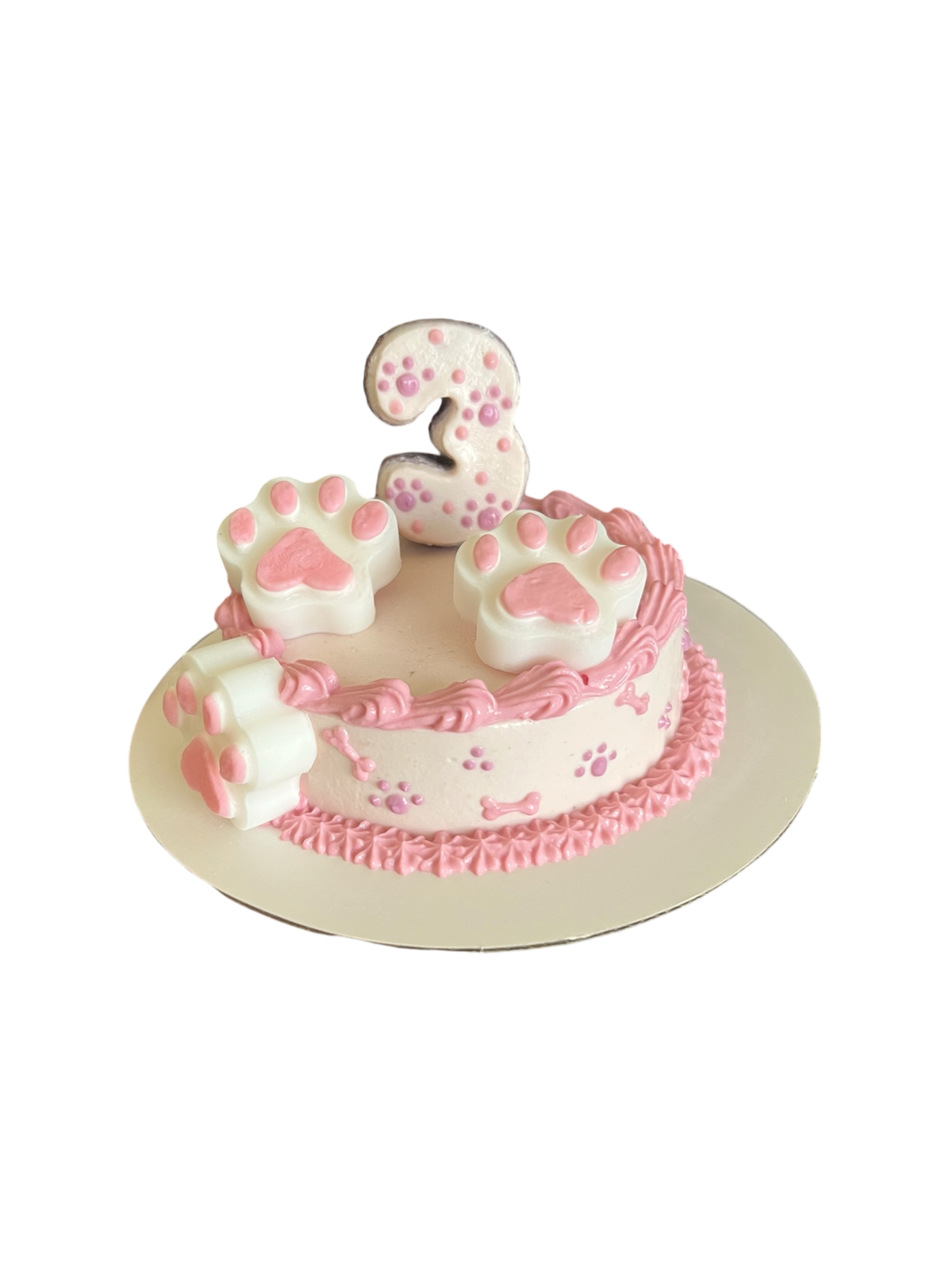 Custom Age Dog Cake with Paw Prints, Bones & #