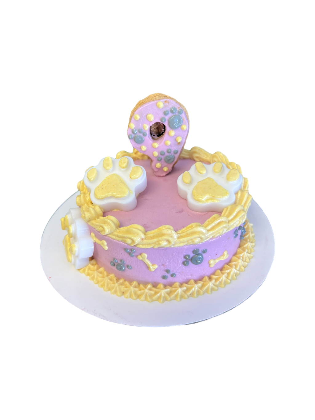 Custom age dog cake with paw pints and bones