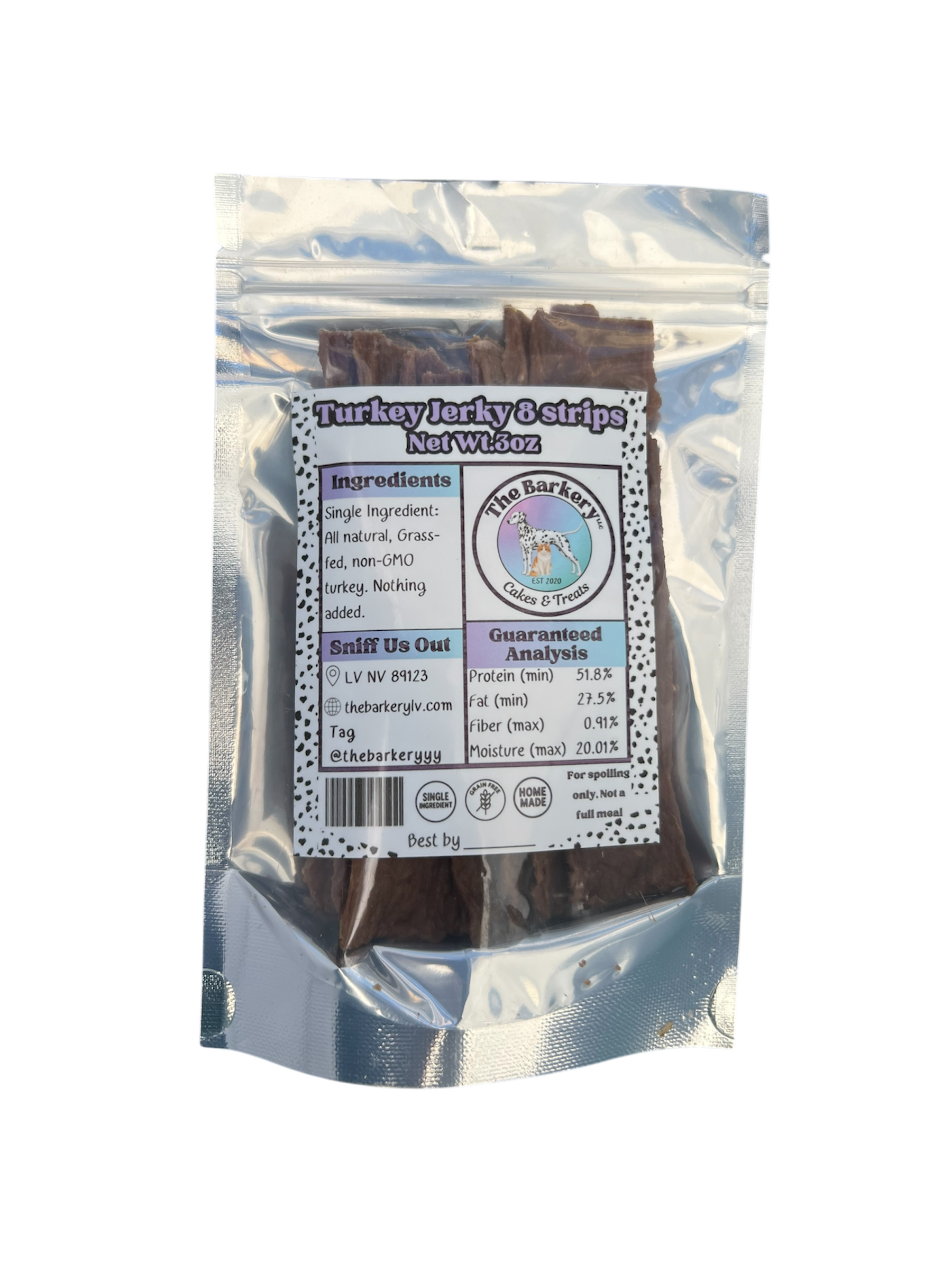 Single ingredient dehydrated turkey jerky dog treats