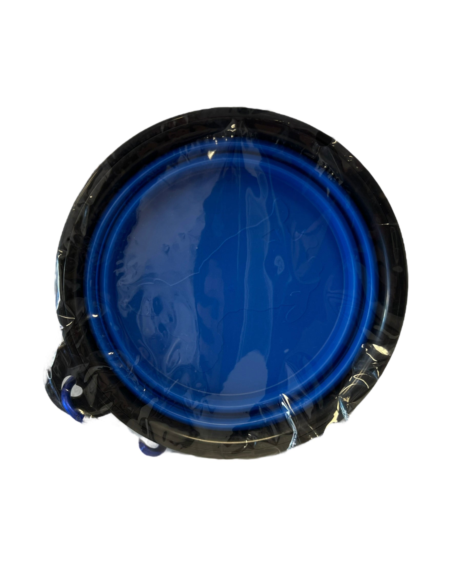Foldable dog water bowl in blue, perfect for travel and hydration on the go