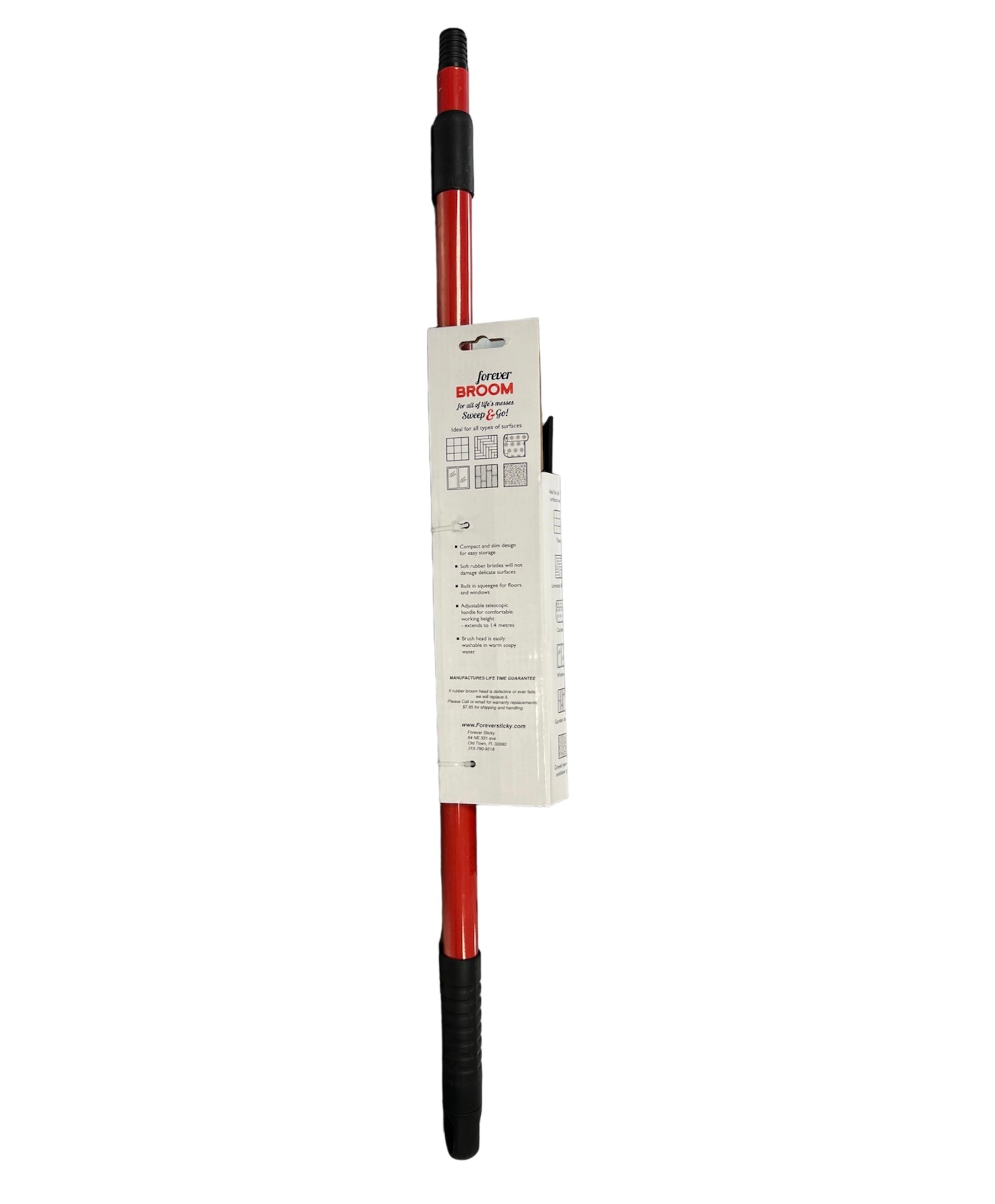 Forever Sticky multi-surface cleaning broom with a durable handle for versatile cleaning tasks