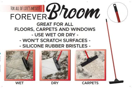 Forever Sticky multi-surface cleaning broom designed for wet and dry use on floors and carpets