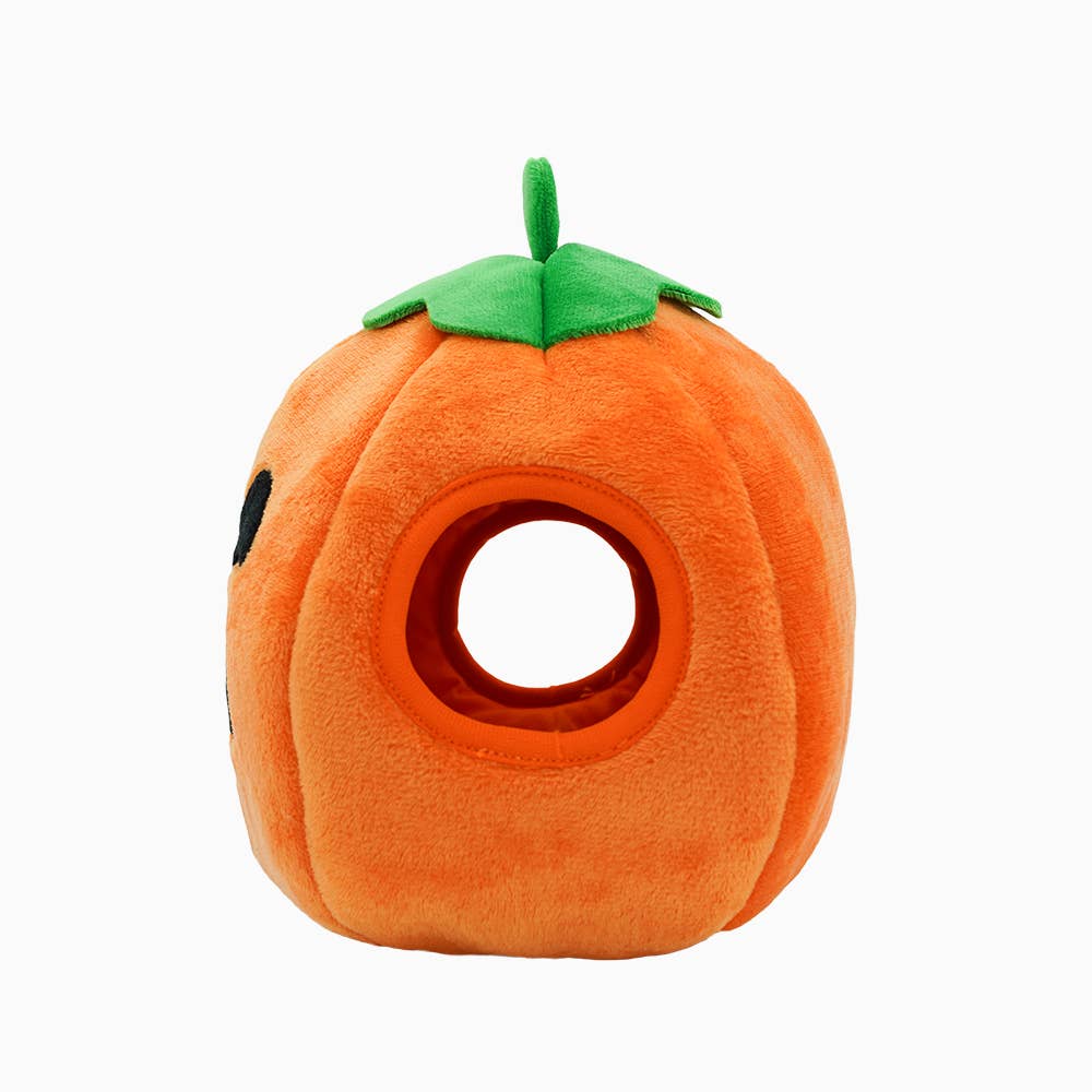 Halloween dog plush toy shaped like a pumpkin with a soft, cozy texture for playful pets