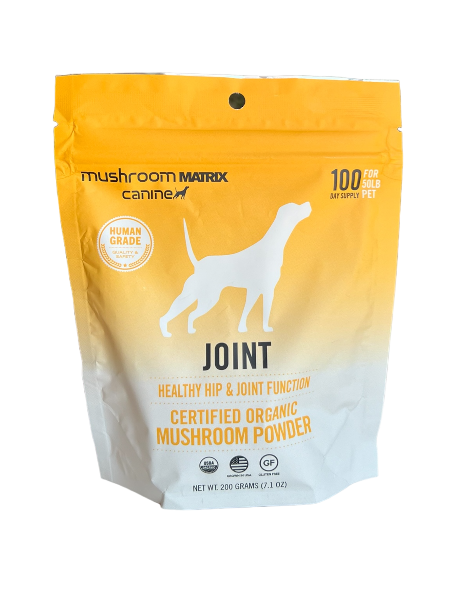 Mushroom Matrix organic dog joint supplement with certified organic mushroom powder for healthy hip and joint function