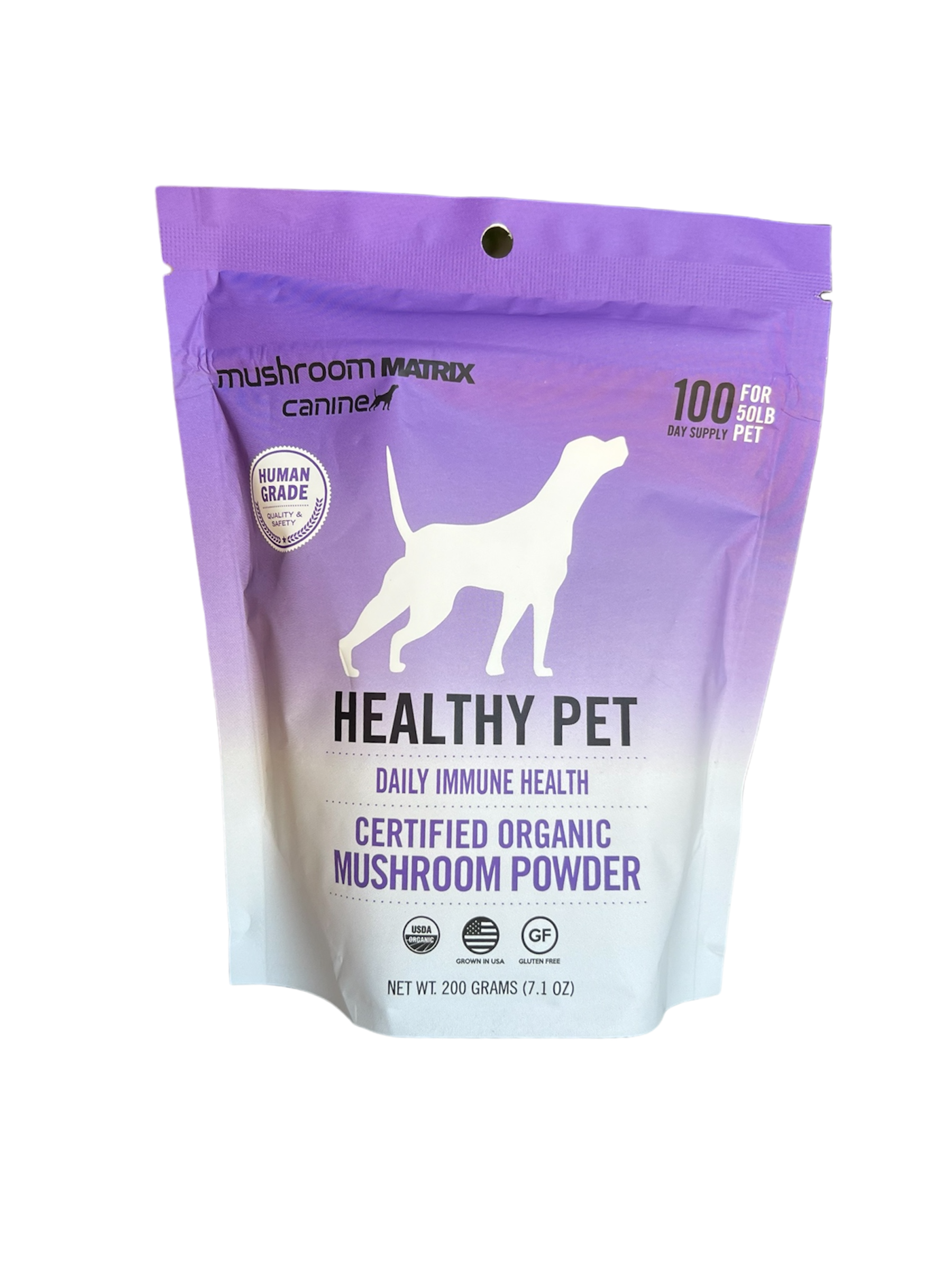 Mushroom Matrix Healthy Pet certified organic mushroom dog supplement for daily immune health