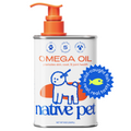 Native Pet Omega Oil for Dogs in a pump bottle for promoting skin, coat, and joint health
