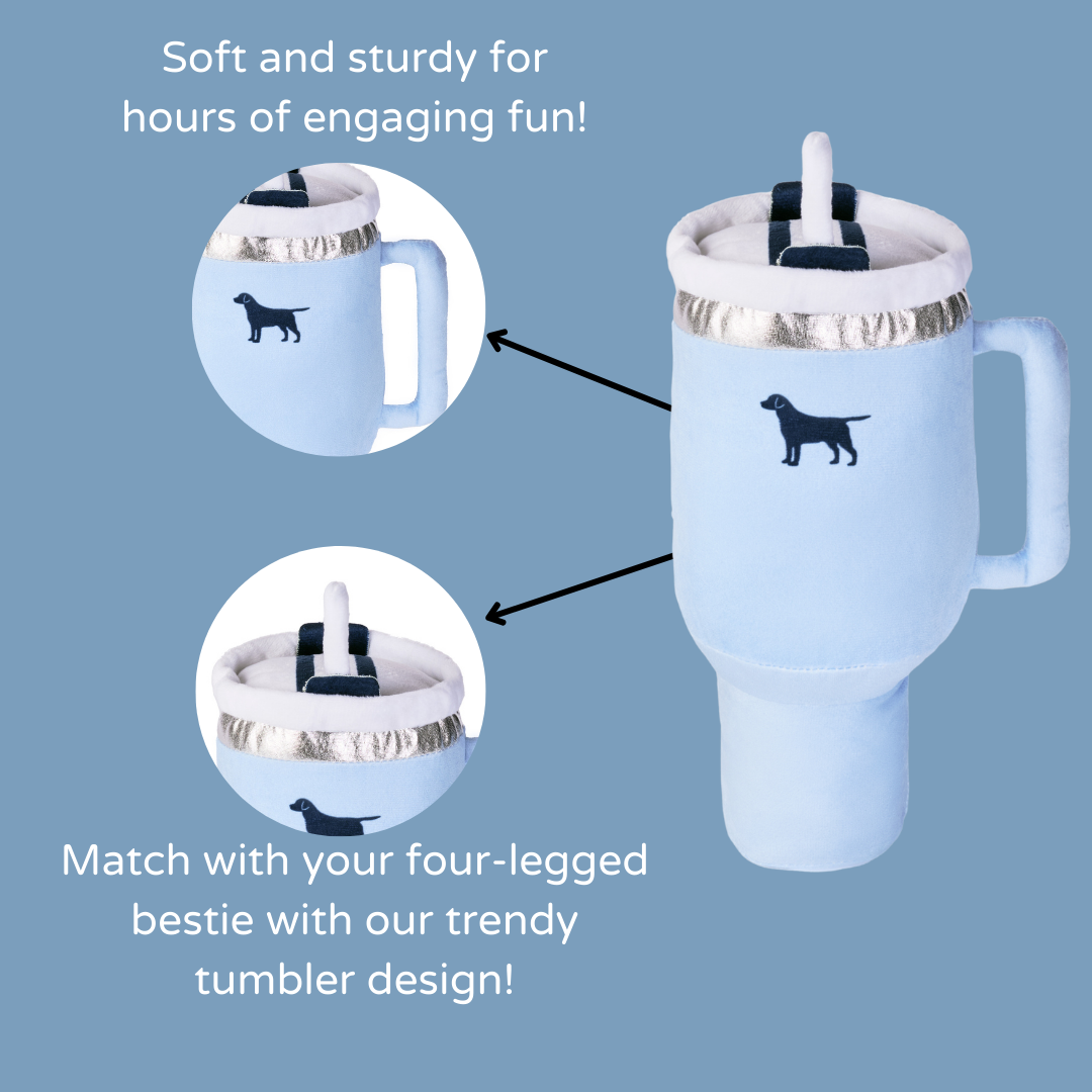 PUPROAR Tumbler Plush Squeaker Dog Toy in blue for hours of engaging fun with your dog