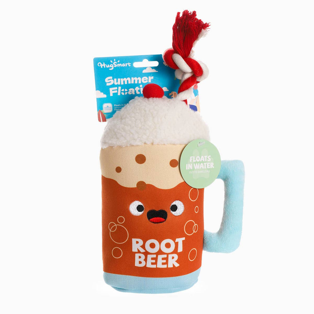 Hugsmart Products Inc Root Beer dog plush toy with a fun design and rope for playtime