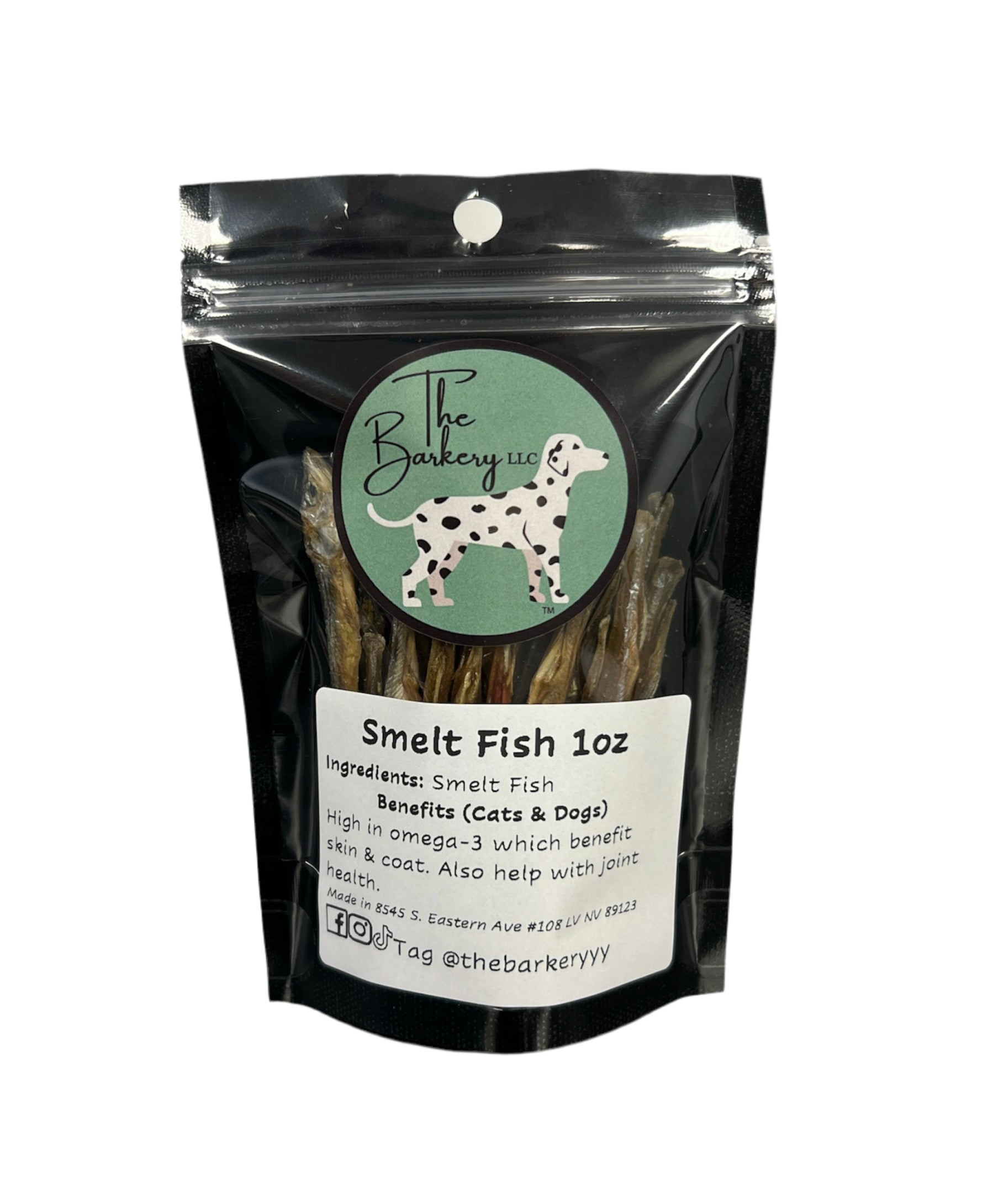 The Barkery LLC smelt fish treats for cats and dogs natural 1oz all natural meat snack