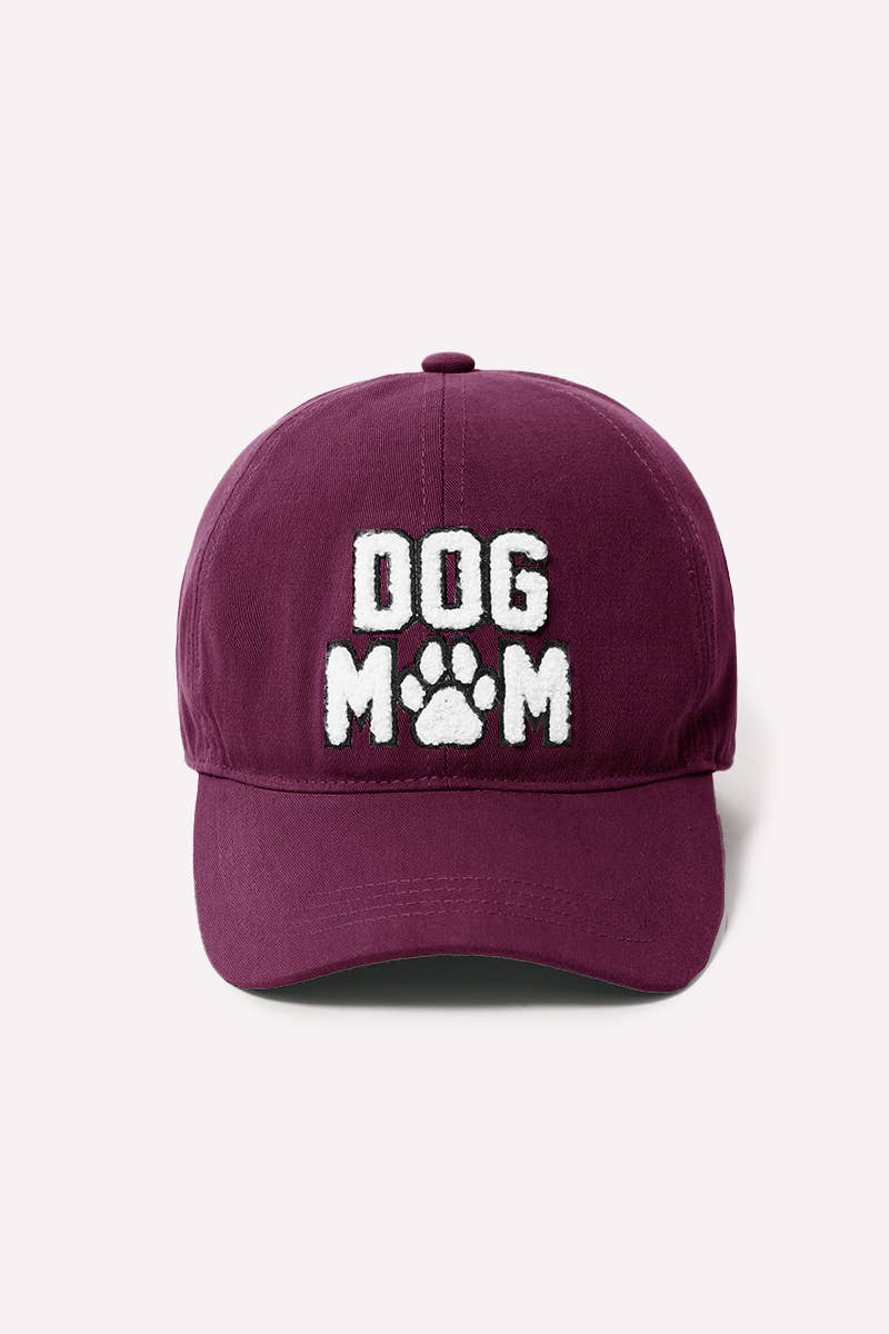 Chenille Dog Mom Baseball: Plum